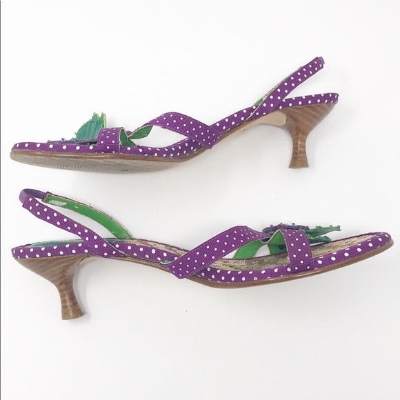 purple kitten heel sandals